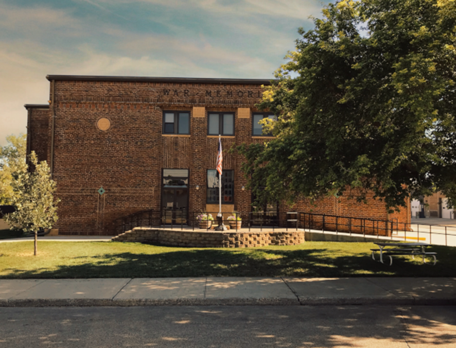 This is the War Memorial Building. Inside you will find the Human Service Zone, UMDHU, Veterans items and the Historical Society.
